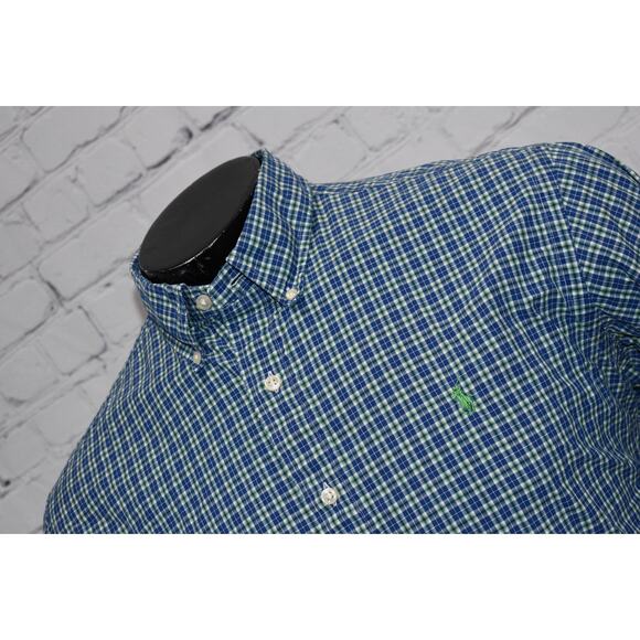 Polo Ralph Lauren Dress Shirt Mens Size Large Blue Green Plaids - Picture 2 of 6